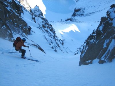 first turn in the couloir