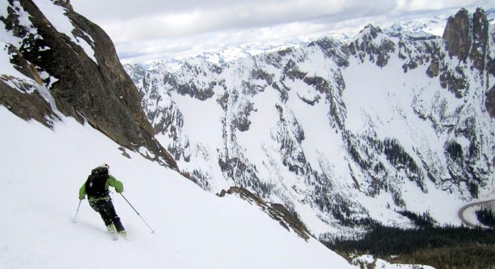 Dad glad to be ripping again. Skiing off kangaroo ridge.