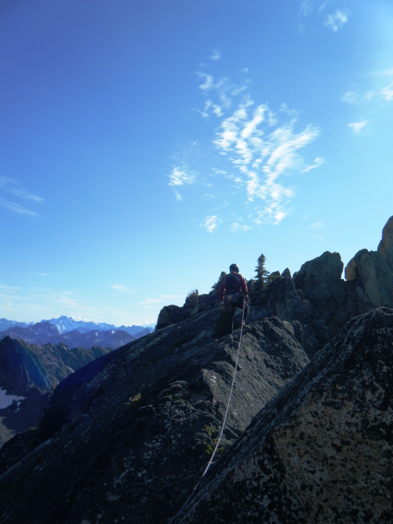 Tony traversing to the summit.