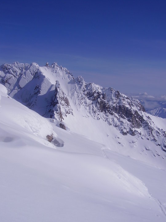 Dragontail in background heading to summit of Colchuck