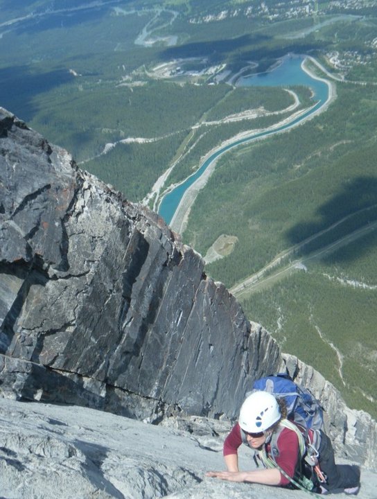 Morgan nearing the top of pitch 9.