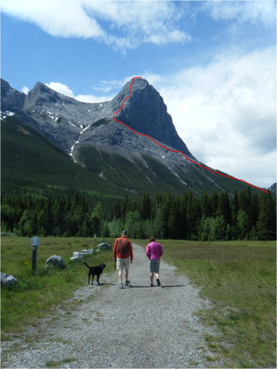 Approximate route on Ha Ling's NE face